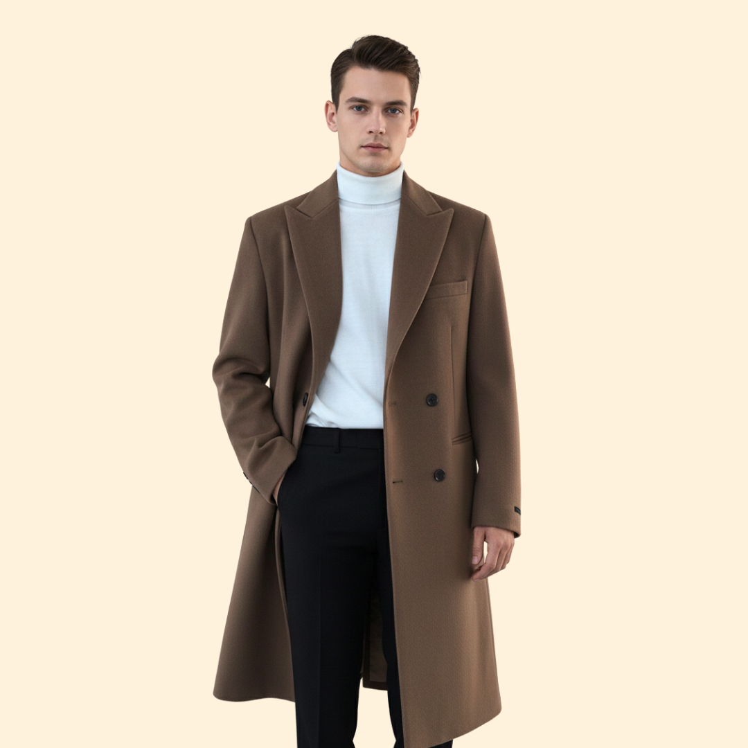 Tailored Double Breasted Long Overcoat For Men | Erwin
