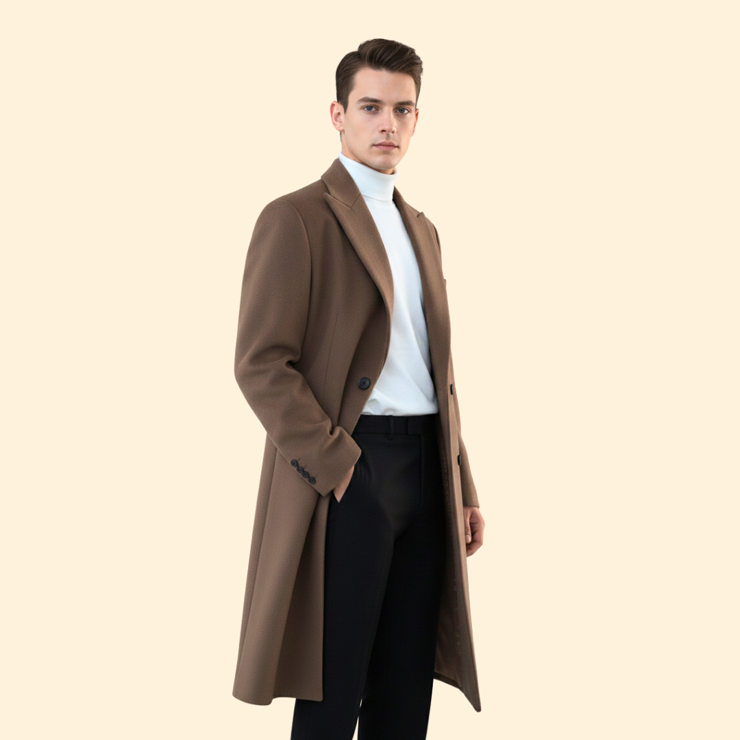 Tailored Double Breasted Long Overcoat For Men | Erwin