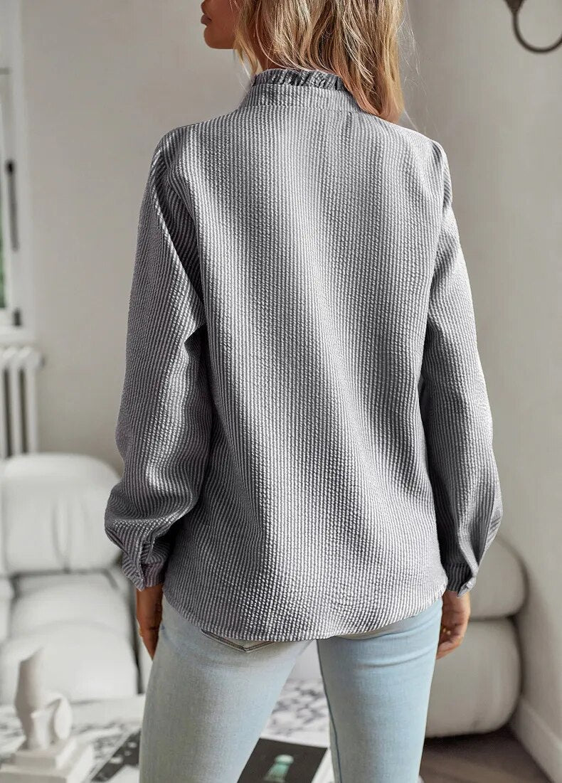 Ruffle Detail Long Sleeve Blouse For Women | Celestine