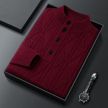 Textured Button Neck Sweater for Men | Leandro