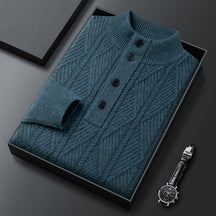 Textured Button Neck Sweater for Men | Leandro