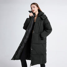 Elegant Hooded Long Puffer Coat For Women | Vivienne