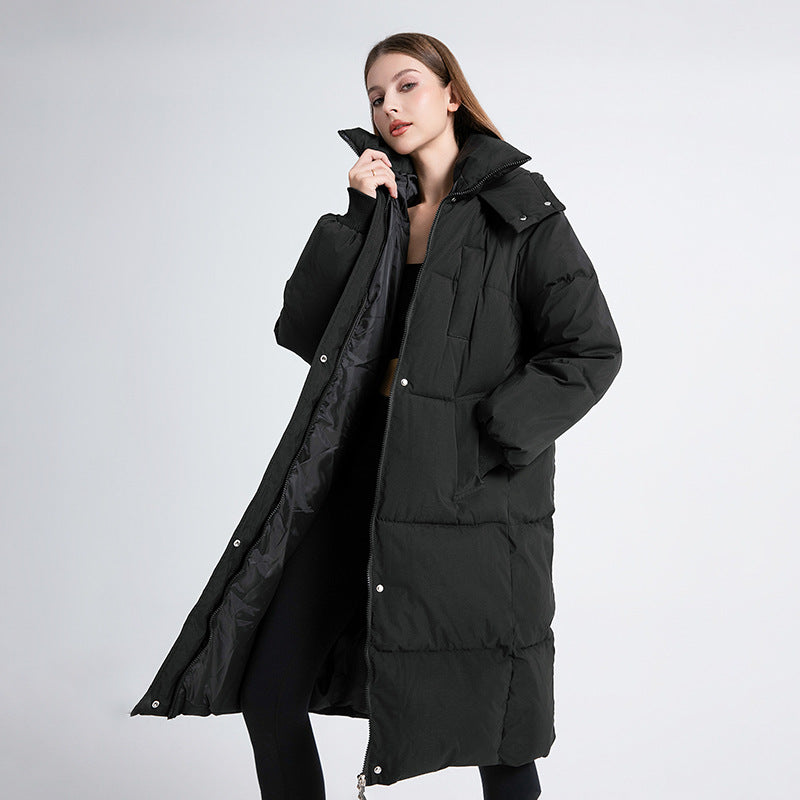 Elegant Hooded Long Puffer Coat For Women | Vivienne