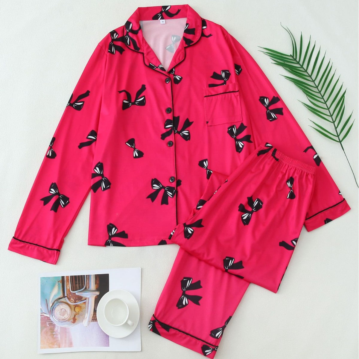 Elegant long sleeve top and pyjama set for women | Elara
