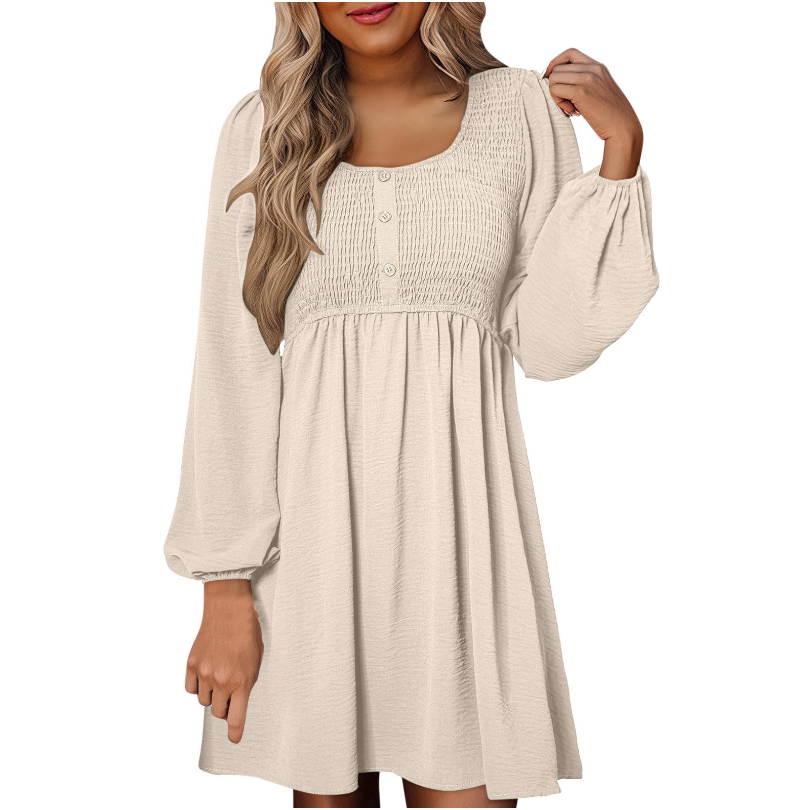 Casual Smocked Empire Waist A Line Dress For Women | Clarimelle