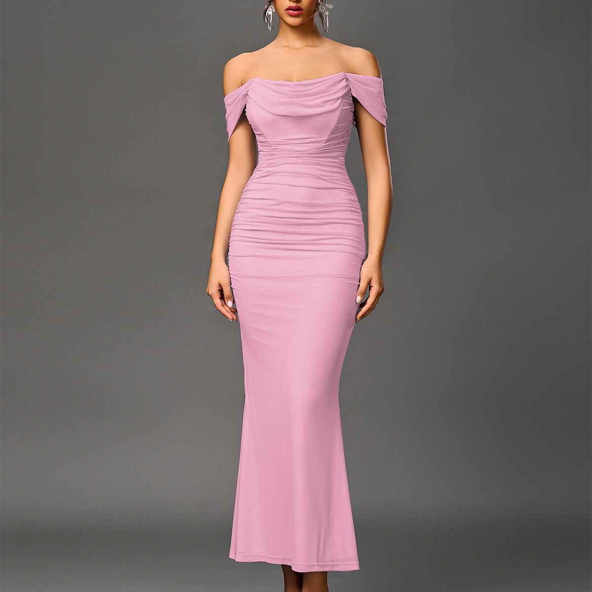 Elegant Off Shoulder Backless Mermaid Long Dress For Women | Calantha