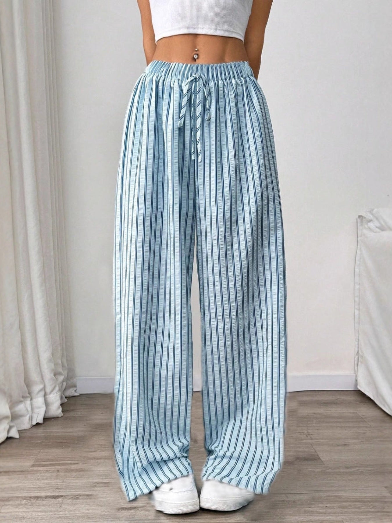 Striped Relaxed Fit Trousers For Women | Avelisse
