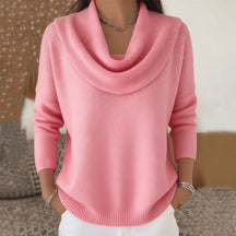 Draped Cowl Neck Sweater For Women | Elara