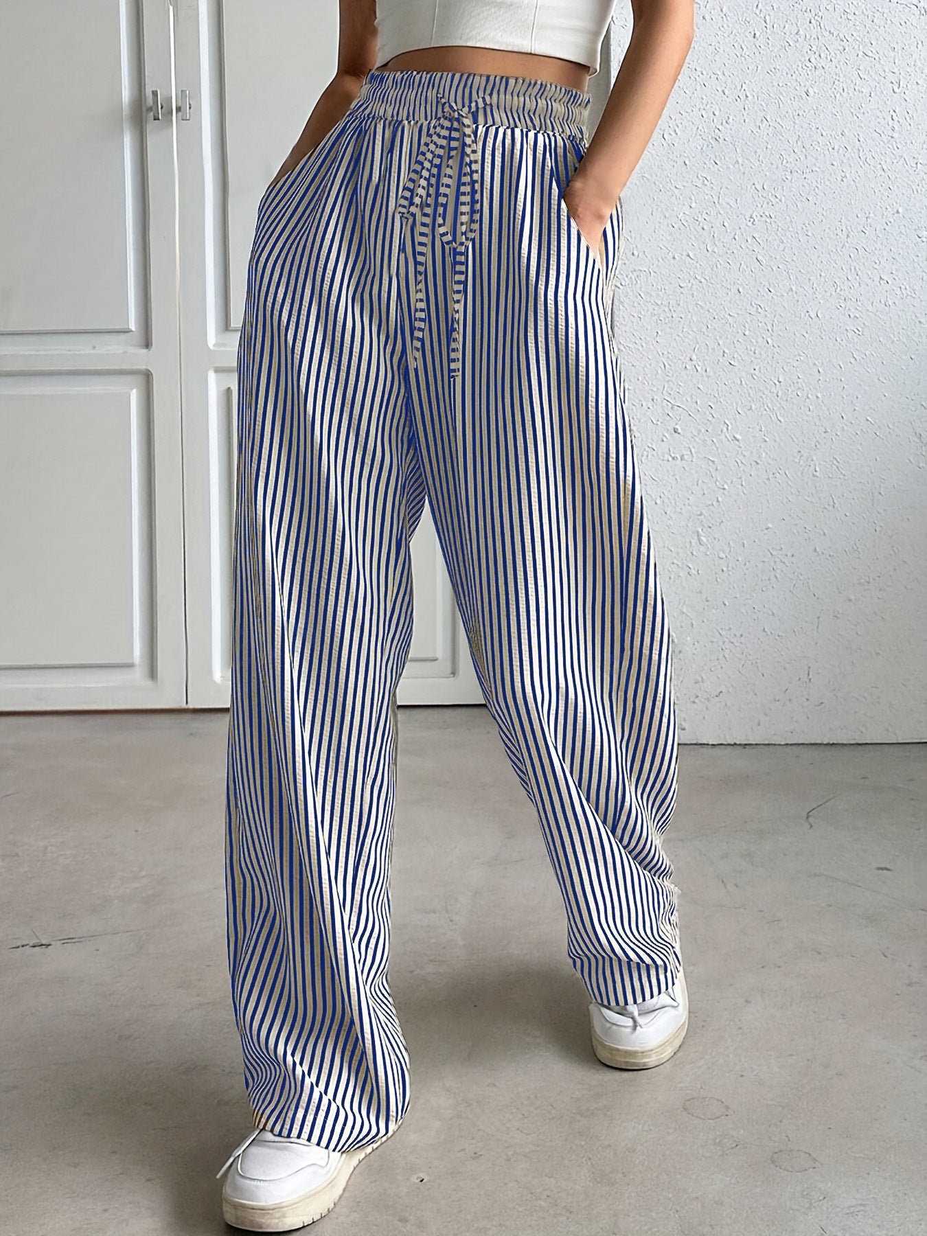 Striped Relaxed Fit Trousers For Women | Avelisse