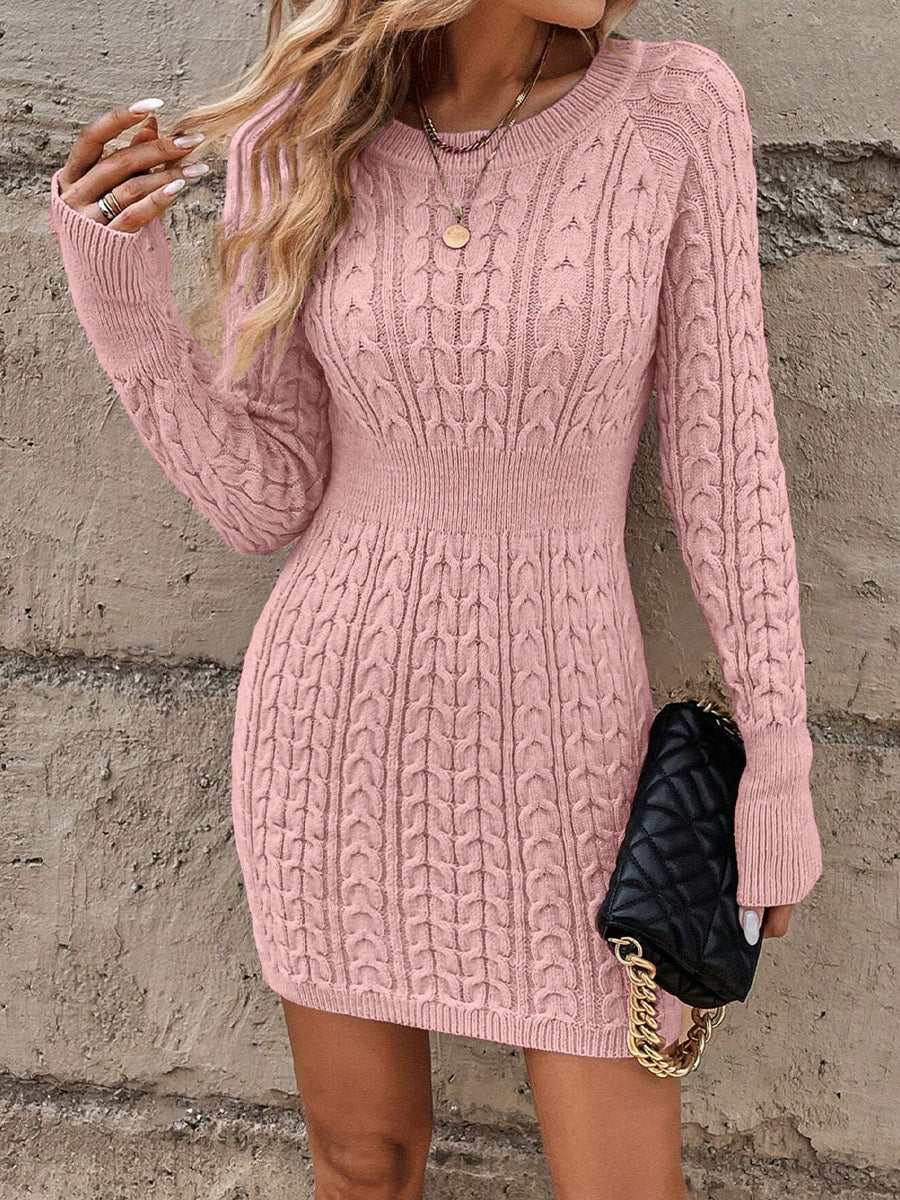Bodycon Round Neck Sweater Dress For Women | Elamira