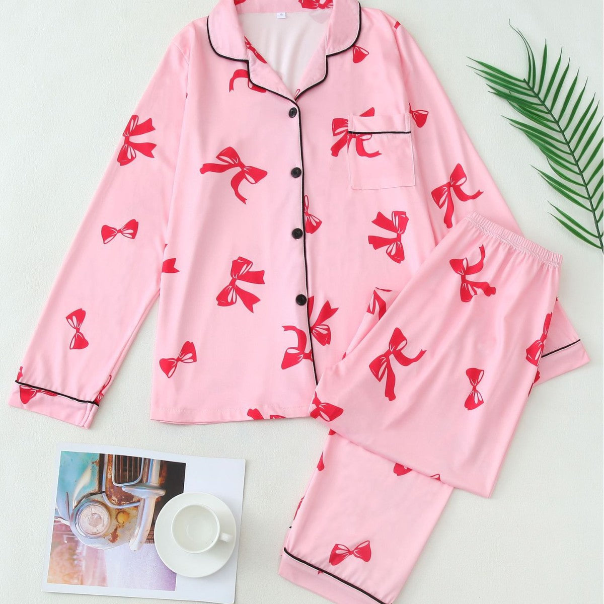 Elegant long sleeve top and pyjama set for women | Elara