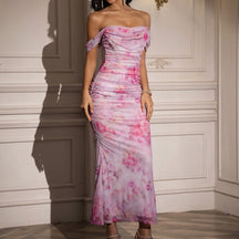 Elegant Off Shoulder Backless Mermaid Long Dress For Women | Calantha