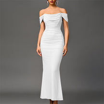 Elegant Off Shoulder Backless Mermaid Long Dress For Women | Calantha