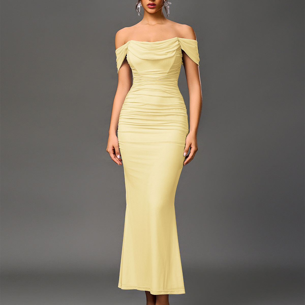 Elegant Off Shoulder Backless Mermaid Long Dress For Women | Calantha