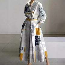 Elegant Front Wrap Collared Dress For Women | Seralune