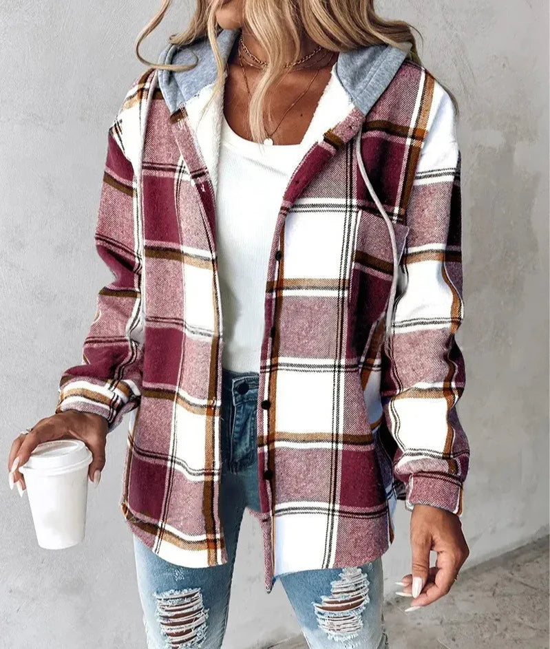 Plaid Hooded Coat for Women | Brielle