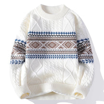 Nordic Pattern Crew Neck Sweater for Men | Soren