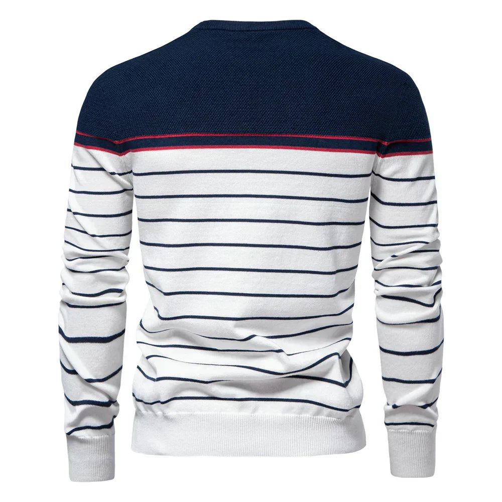 Striped Crew Neck Sweater For Men | Almeric
