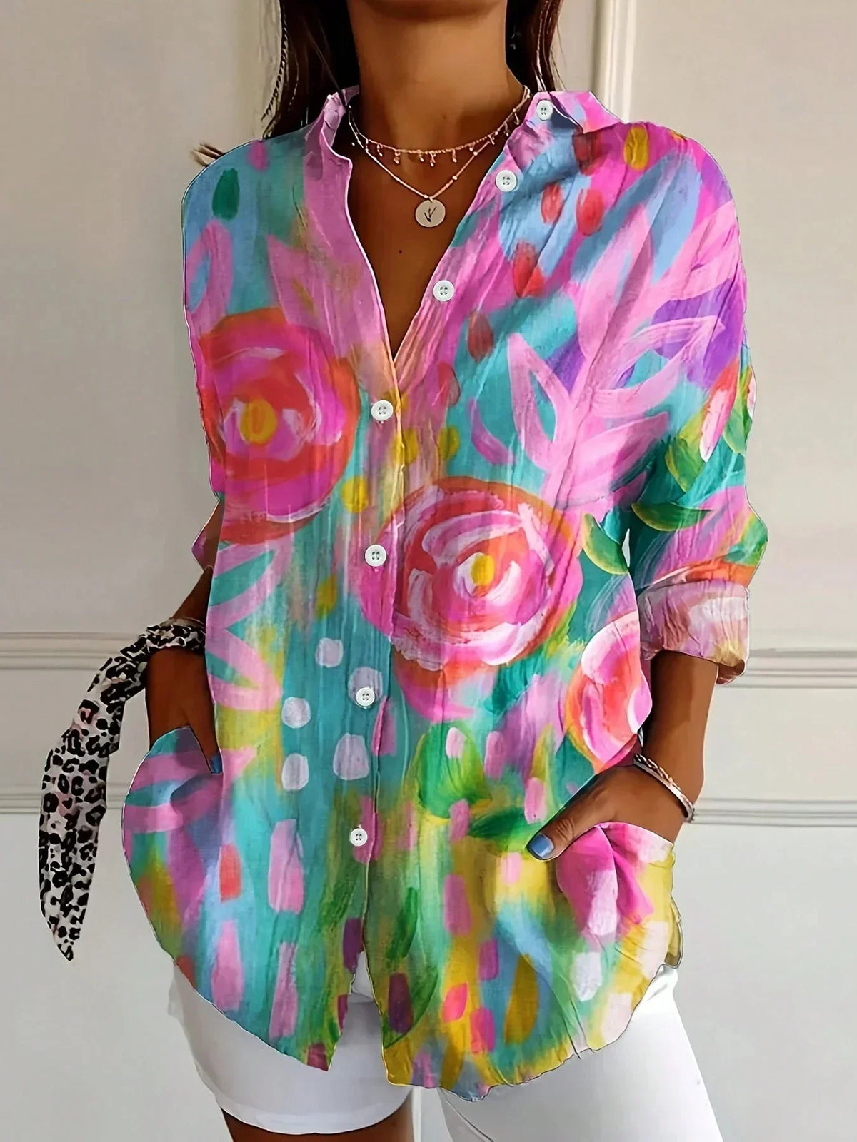 Colourful Pattern Blouse For Women | Mireya