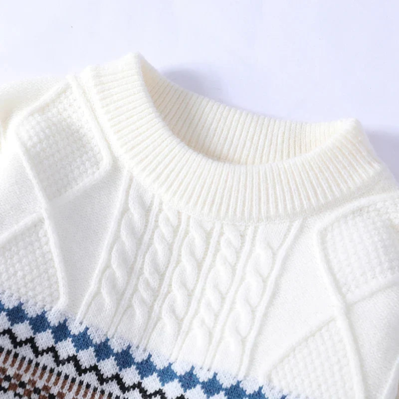 Nordic Pattern Crew Neck Sweater for Men | Soren