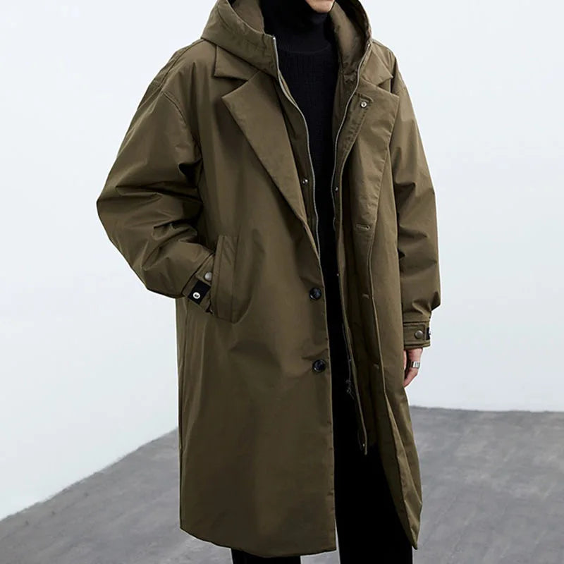 Long Hooded Overcoat For Men | Harrington