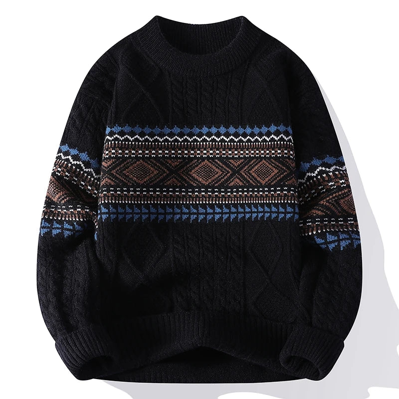 Nordic Pattern Crew Neck Sweater for Men | Soren
