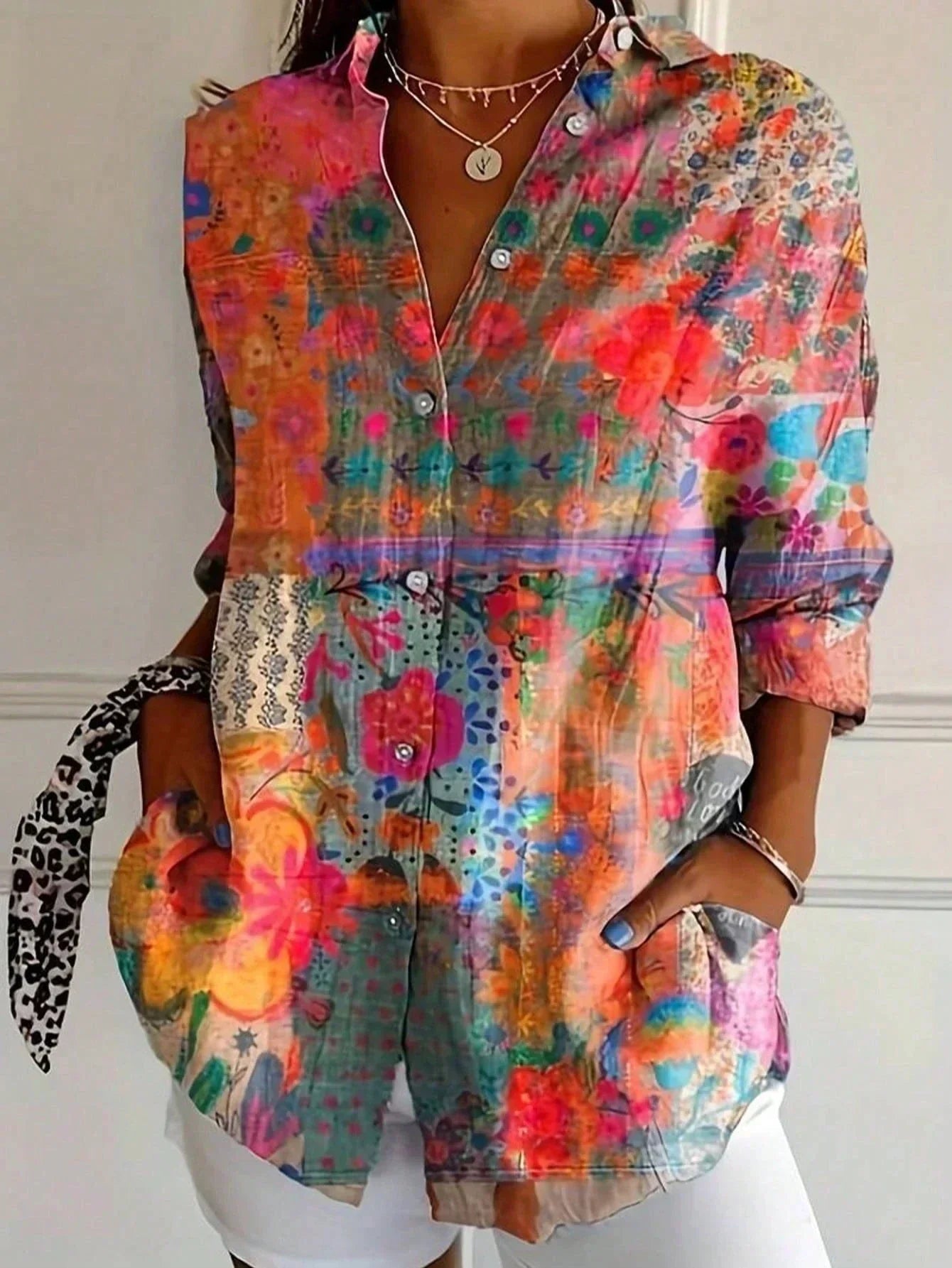 Colourful Pattern Blouse For Women | Mireya