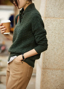Cable Detail Half Button Sweater For Women | Isabelle