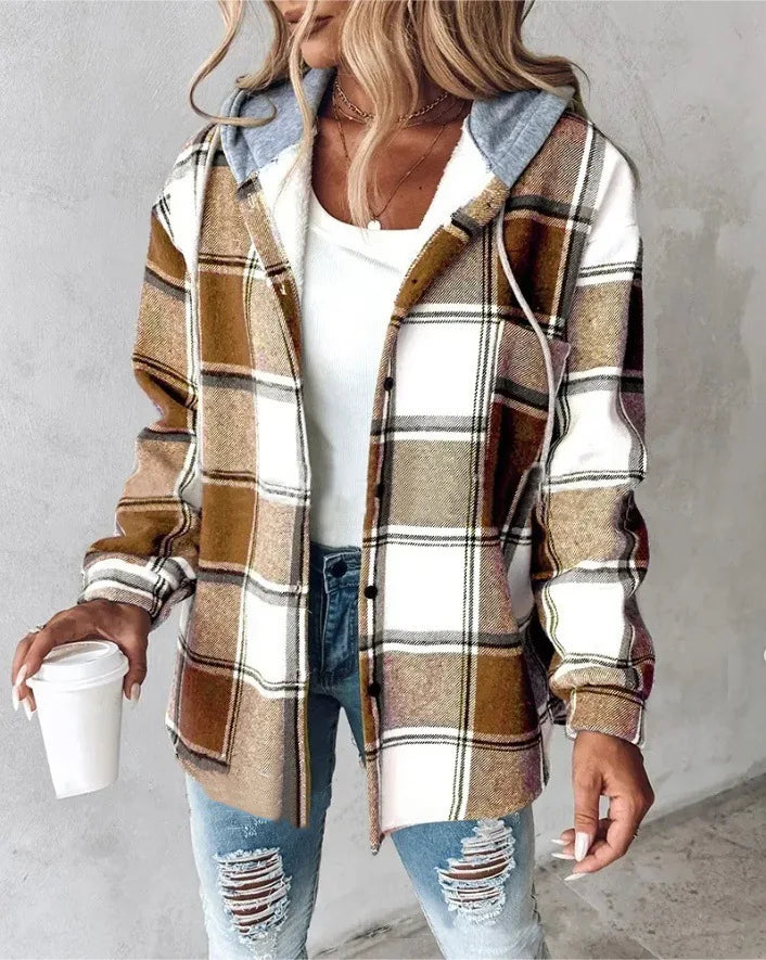 Plaid Hooded Coat for Women | Brielle