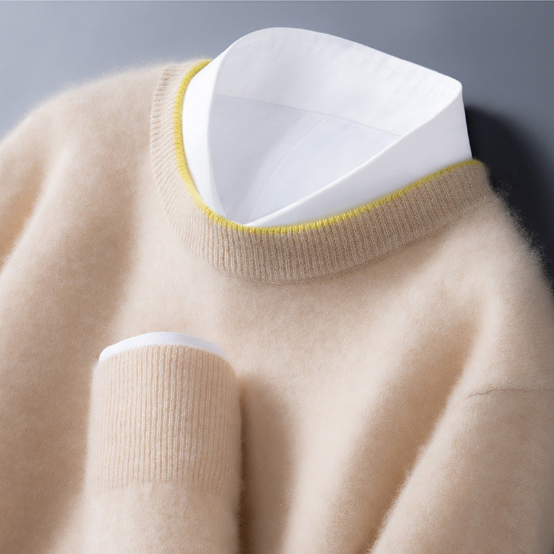 Contrast Trim Crew Neck Sweater for Men | Hartley