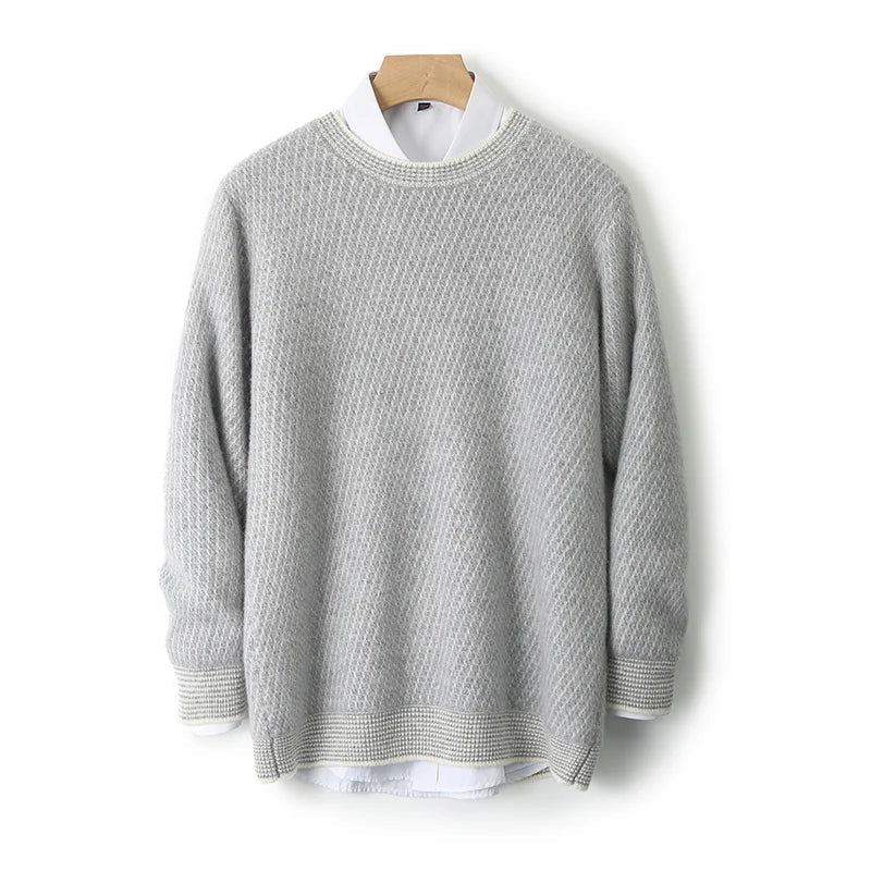 Textured Crew Neck Sweater for Men | Jheo