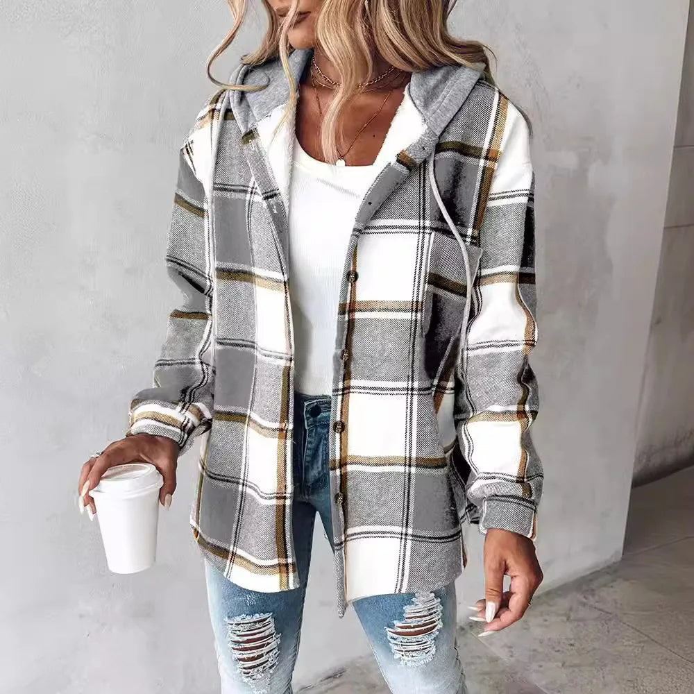 Plaid Hooded Coat for Women | Brielle