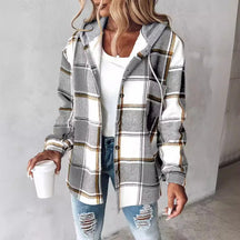 Plaid Hooded Coat for Women | Brielle