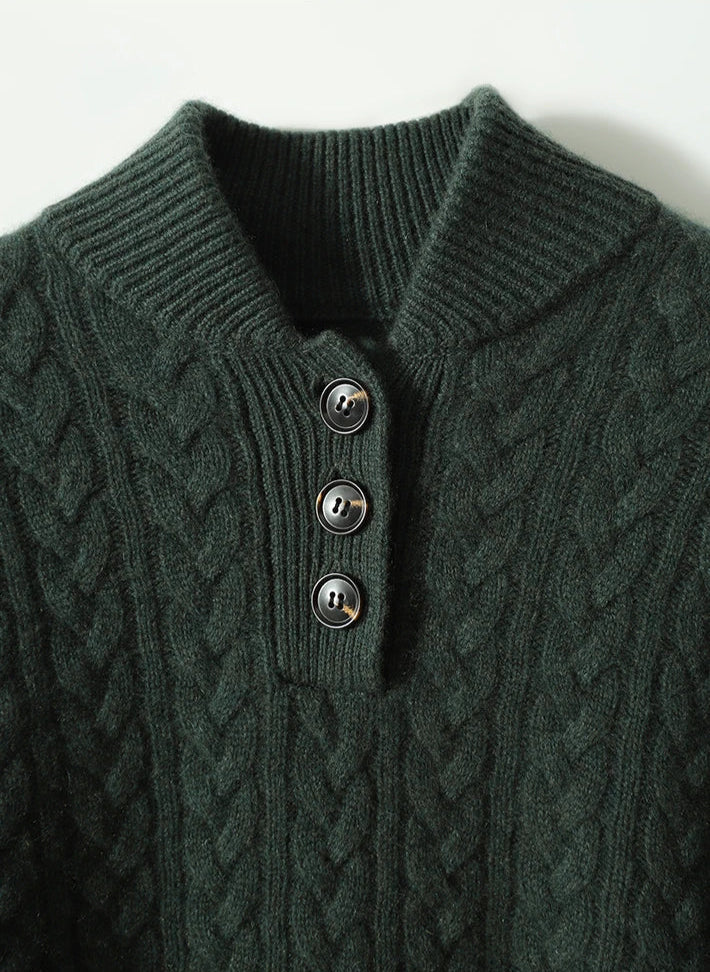 Cable Detail Half Button Sweater For Women | Isabelle