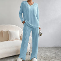 Relaxed Ribbed Two Piece Lounge Set For Women | Mireva
