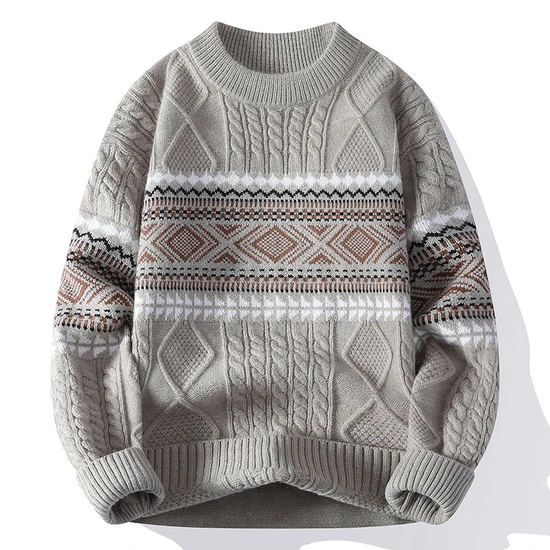 Nordic Pattern Crew Neck Sweater for Men | Soren