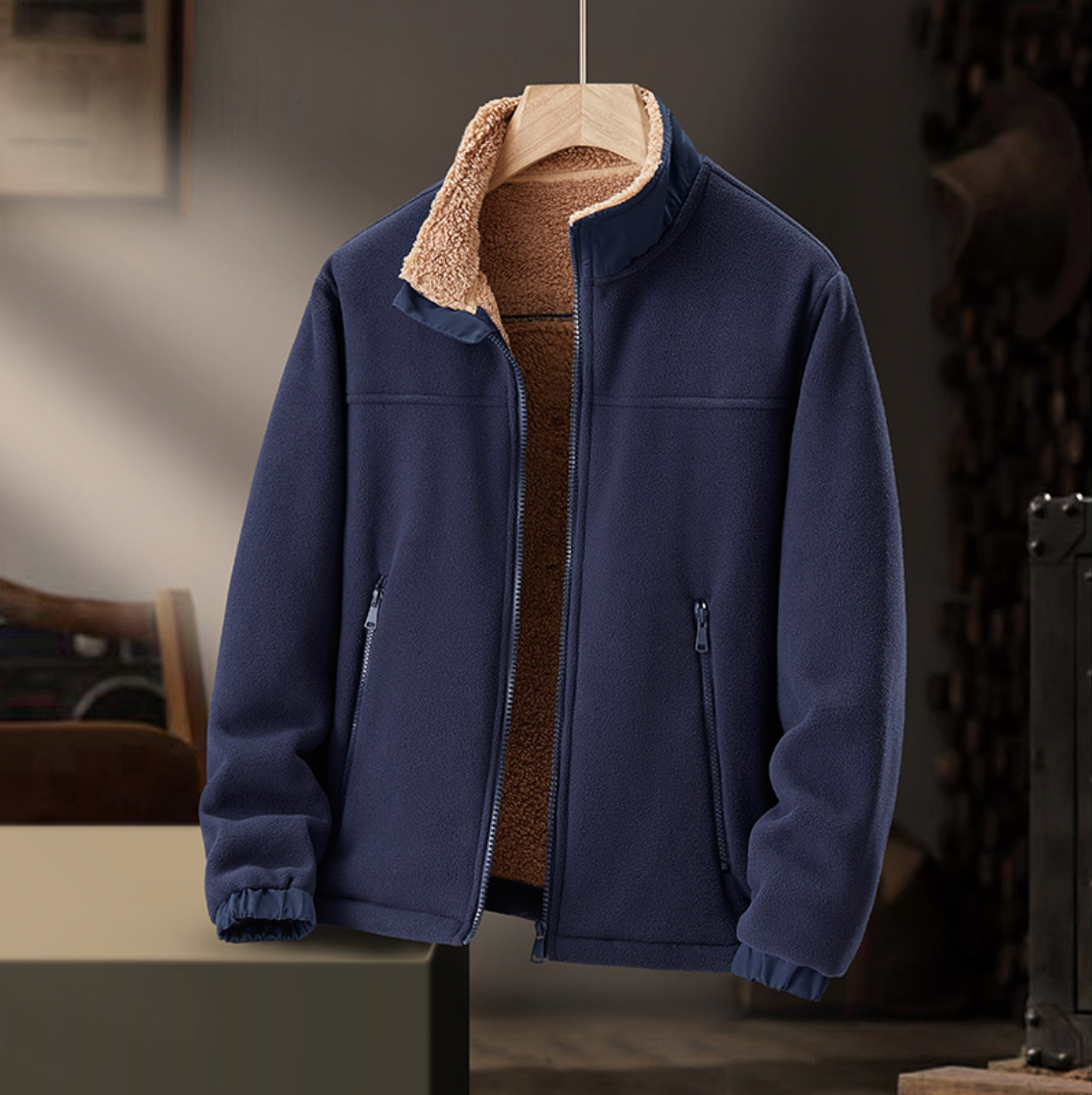 Zip Front Sherpa Jacket for Men | Calder