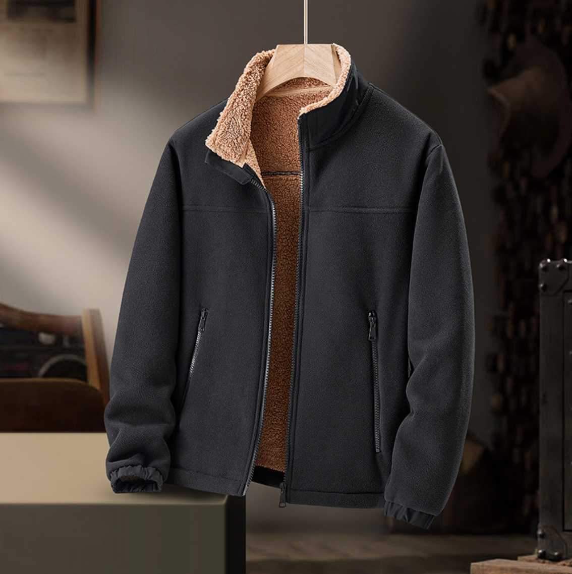 Zip Front Sherpa Jacket for Men | Calder