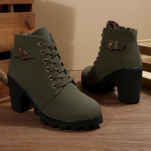 Lace Up Buckle Chunky Ankle Boots For Women | Elara