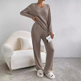 Relaxed Ribbed Two Piece Lounge Set For Women | Mireva