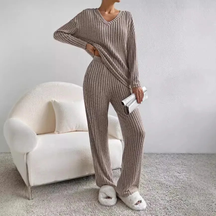 Relaxed Ribbed Two Piece Lounge Set For Women | Mireva