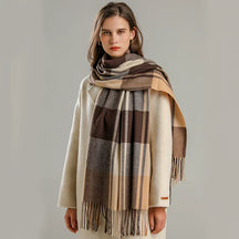 Classic Plaid Fringe Scarf For Women | Elowenra