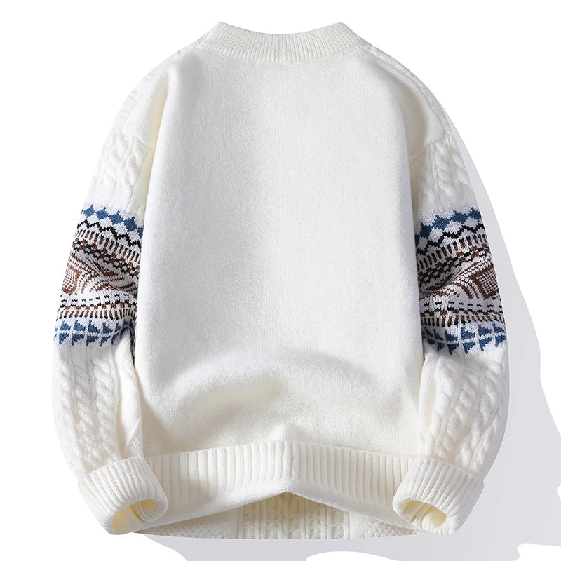 Nordic Pattern Crew Neck Sweater for Men | Soren