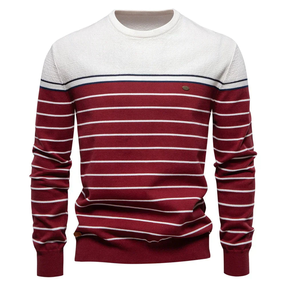Striped Crew Neck Sweater For Men | Almeric