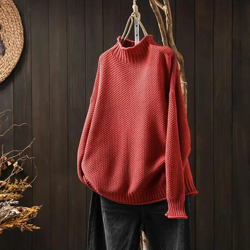 Textured High Neck Sweater For Women | Elowira