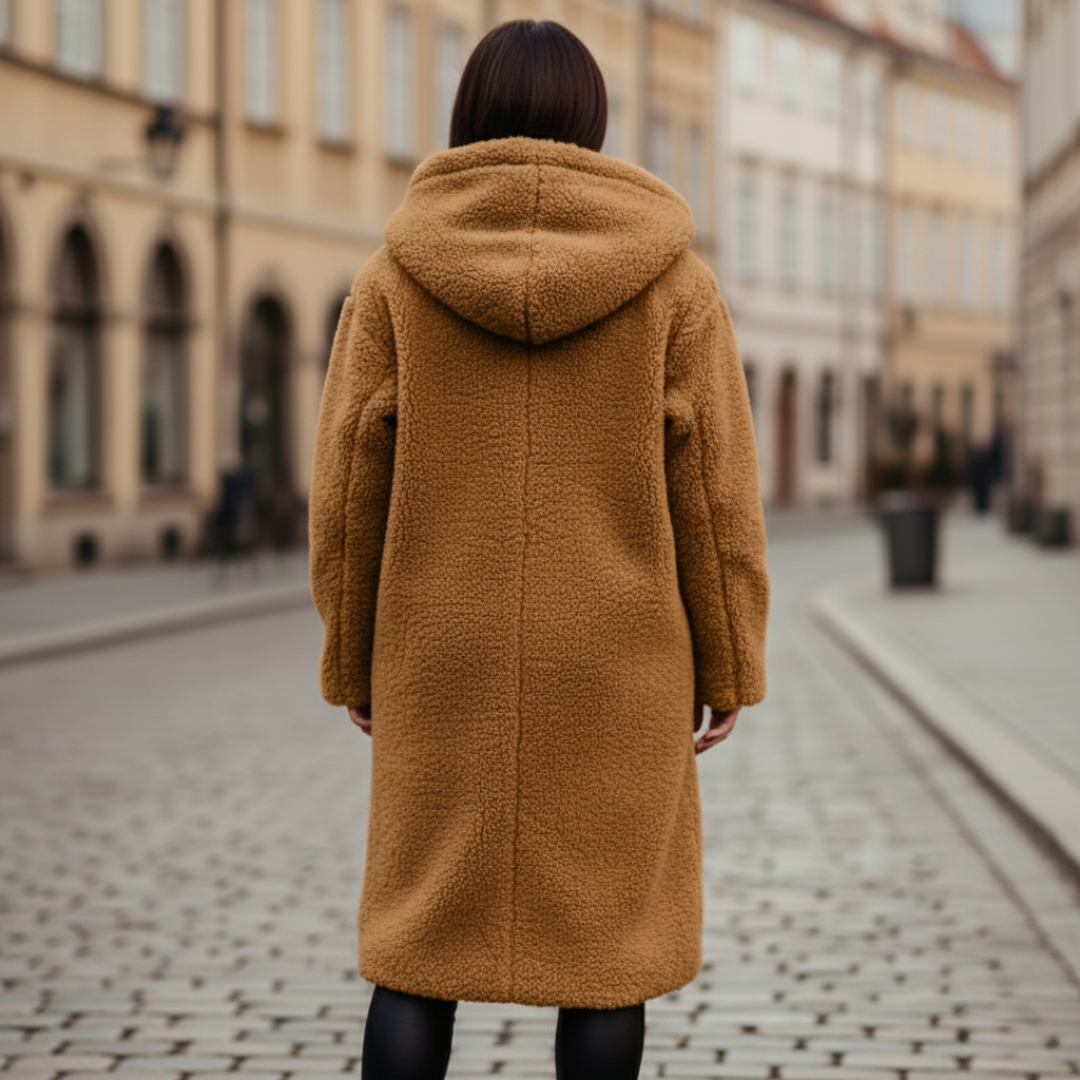 Long Hooded Textured Coat For Women | Ardelia