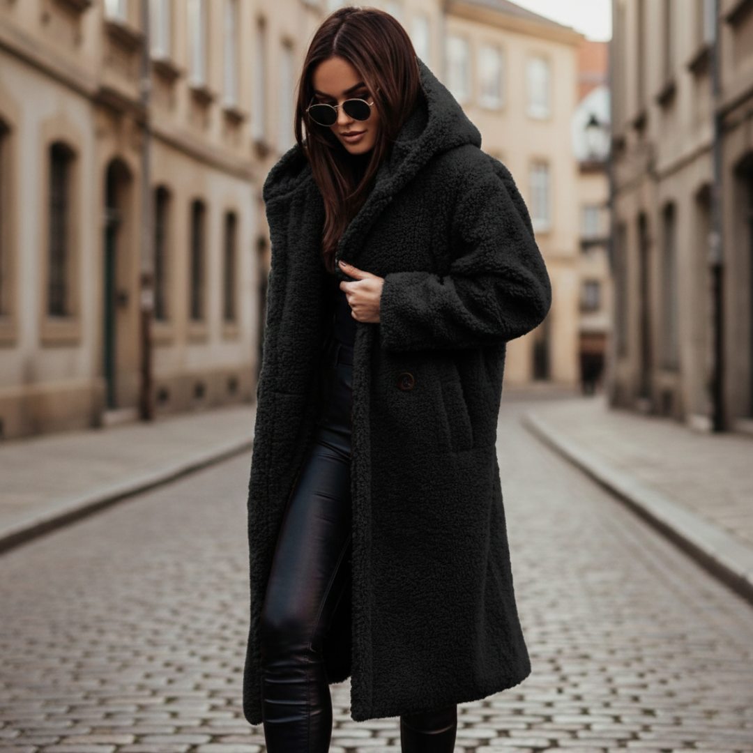 Long Hooded Textured Coat For Women | Ardelia