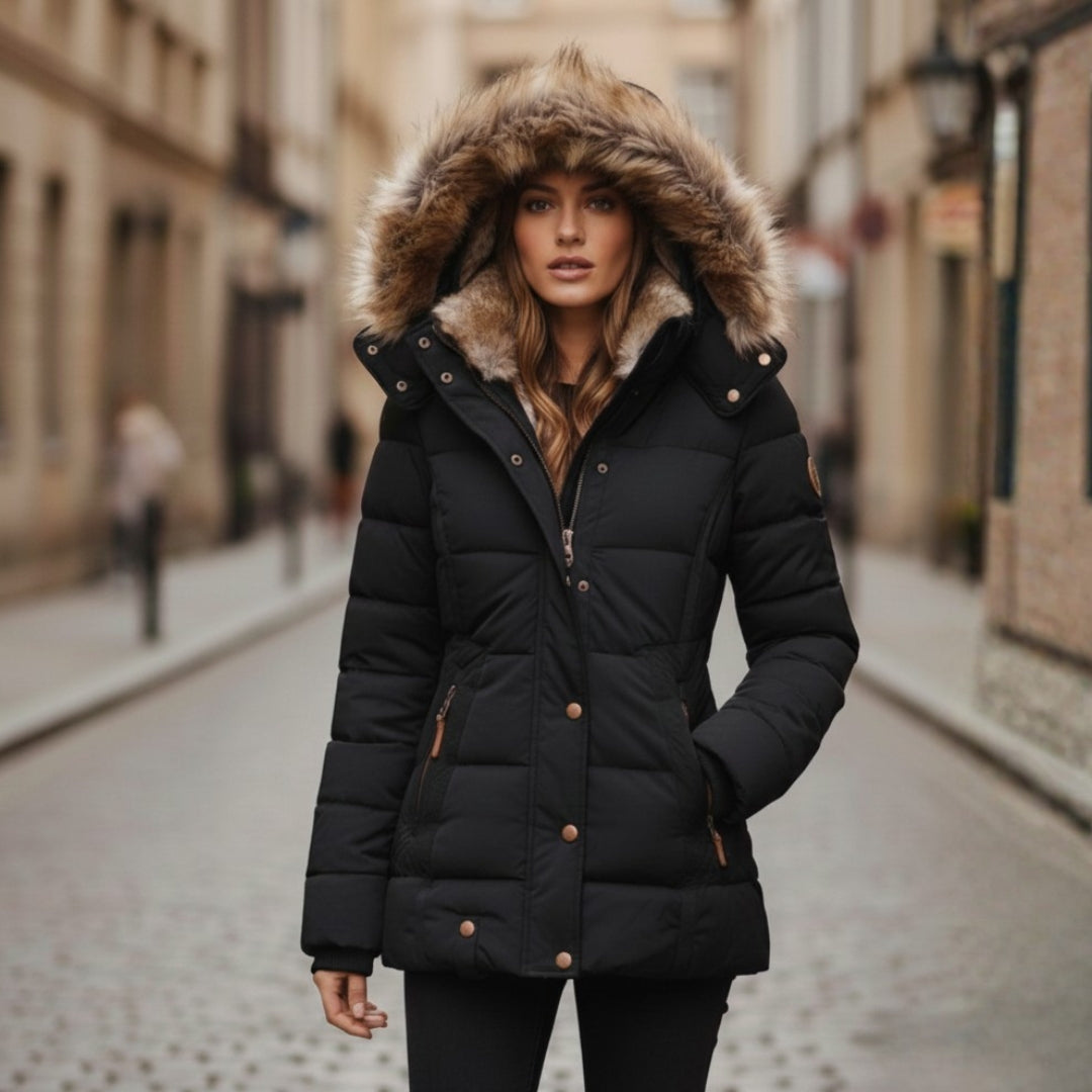 Faux Fur Hooded Quilted Parka For Women | Caldrisa