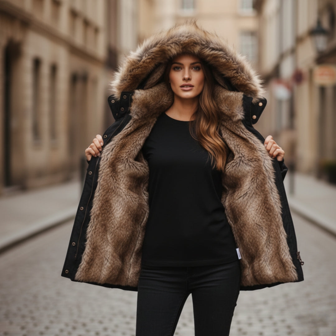 Faux Fur Hooded Quilted Parka For Women | Caldrisa