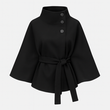 Belted High Collar Cape Coat For Women | Serelisse